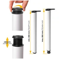 Emuca Lotto di 4 gambe per tavolo, diametro 60mm, H 830mm, Acciaio, Verniciato bianco - 11