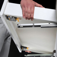 Emuca Set di guide per cassetti a scomparsa Silver, estrazione totale, con chiusura soft e aggancio, - 4