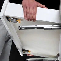 Emuca Set di guide per cassetti a scomparsa Silver, estrazione totale, con chiusura soft e aggancio, - 4