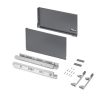 Emuca Cassetto esterno Vertex 60kg, altezza 242mm, profondità 450mm, Acciaio, Grigio Antracite