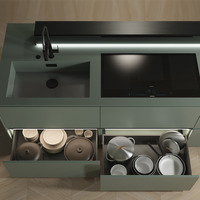 Emuca Cassetto esterno Vertex 60kg, altezza 242 mm, profondità 500 mm, Acciaio, Grigio antracite - 2