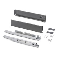 Emuca Cassetto esterno Vertex con regolazione 3D altezza 93mm, 40kg, profondità 450mm, Acciaio, Grig