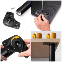 Emuca Lotto di 4 gambe per tavolo, diametro 60mm, H 830mm, Acciaio, Verniciato nero - 8