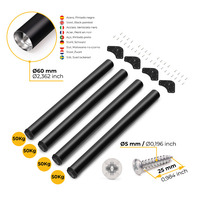 Emuca Lotto di 4 gambe per tavolo, diametro 60mm, H 830mm, Acciaio, Verniciato nero - 10