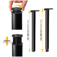 Emuca Lotto di 4 gambe per tavolo, diametro 60mm, H 830mm, Acciaio, Verniciato nero - 12