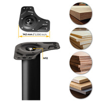 Emuca Lotto di 4 gambe per tavolo, diametro 60mm, H 830mm, Acciaio, Verniciato nero - 13