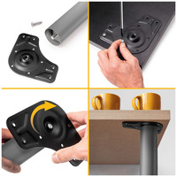 Emuca Lotto di 4 gambe per tavolo, diametro 60mm, H 830mm, Acciaio, Verniciato alluminio - 8