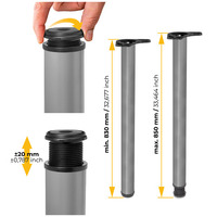 Emuca Lotto di 4 gambe per tavolo, diametro 60mm, H 830mm, Acciaio, Verniciato alluminio - 13