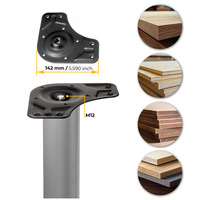 Emuca Lotto di 4 gambe per tavolo, diametro 60mm, H 830mm, Acciaio, Verniciato alluminio - 14