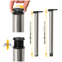 Emuca Lotto di 4 gambe per tavolo, diametro 60mm, H 830mm, Acciaio, Nichel satinado - 13