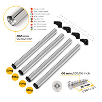 Emuca Lotto di 4 gambe per tavolo, diametro 60mm, H 710mm, Acciaio, Cromato lucido - 9