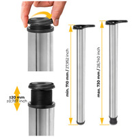 Emuca Lotto di 4 gambe per tavolo, diametro 60mm, H 710mm, Acciaio, Cromato lucido - 13