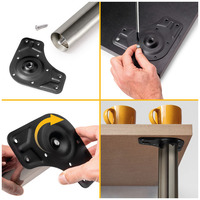 Emuca Lotto di 4 gambe per tavolo, diametro 60mm, H 710mm, Acciaio, Nichel satinado - 8