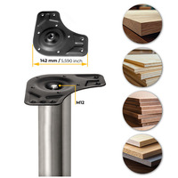 Emuca Lotto di 4 gambe per tavolo, diametro 60mm, H 710mm, Acciaio, Nichel satinado - 14