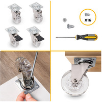 Emuca Lotto di 4 ruote Slip trasparenti con piastra di montaggio, diametro 75 mm, Acciaio e Tecnopla - 6