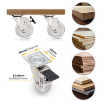 Emuca Lotto di 4 ruote Slip trasparenti con piastra di montaggio, diametro 75 mm, Acciaio e Tecnopla - 8