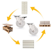 Emuca Lotto di 4 ruote Slip trasparenti con piastra di montaggio, diametro 75 mm, Acciaio e Tecnopla - 9