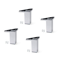 Emuca Lotto di 4 piedini per mobili Alumix 1, altezza 100 mm, Tecnoplastica, Cromato