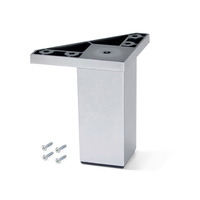 Emuca Lotto di 4 piedini per mobili Alumix 1, altezza 100 mm, Tecnoplastica, Cromato - 3