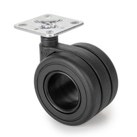 Emuca Lotto di 4 ruote Hole con piastra di montaggio, diametro 65 mm, Acciaio, Verniciato nero e Tec - 3