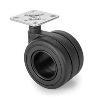Emuca Lotto di 4 ruote Hole con piastra di montaggio, diametro 65 mm, Acciaio, Verniciato nero e Tec - 3