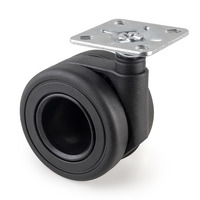 Emuca Lotto di 4 ruote Hole con piastra di montaggio, diametro 65 mm, Acciaio, Verniciato nero e Tec - 4