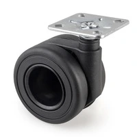 Emuca Lotto di 4 ruote Hole con piastra di montaggio, diametro 65 mm, Acciaio, Verniciato nero e Tec - 4