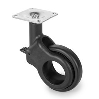 Emuca Lotto di 4 ruote Hole 2 con piastra di montaggio, diametro 60 mm, Acciaio e Tecnoplastica, Ver - 4