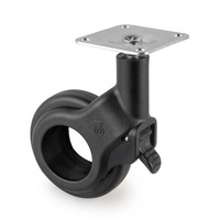 Emuca Lotto di 4 ruote Hole 2 con piastra di montaggio, diametro 60 mm, Acciaio e Tecnoplastica, Ver - 5