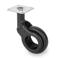 Emuca Lotto di 4 ruote Hole 2 con piastra di montaggio, diametro 60 mm, Acciaio e Tecnoplastica, Ver - 6