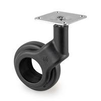 Emuca Lotto di 4 ruote Hole 2 con piastra di montaggio, diametro 60 mm, Acciaio e Tecnoplastica, Ver - 7