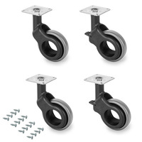 Emuca Lotto di 4 ruote Hole 2 con piastra di montaggio, diametro 60 mm, Acciaio e plastica, Tecnopla