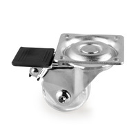 Emuca Lotto di 4 ruote Slip 3 trasparenti con piastra di montaggio, diametro 35 mm, Acciaio e Tecnop - 4