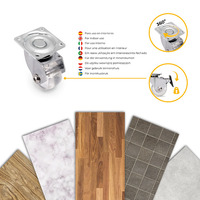 Emuca Lotto di 4 ruote Slip 3 trasparenti con piastra di montaggio, diametro 35 mm, Acciaio e Tecnop - 8