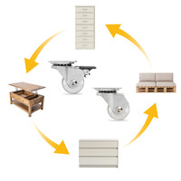 Emuca Lotto di 4 ruote Slip 3 trasparenti con piastra di montaggio, diametro 35 mm, Acciaio e Tecnop - 10