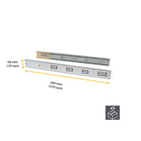 Emuca Lotto di 5 set guide per cassetti, a sfera, altezza 45 mm, profondità 450 mm, estrazione total - 8