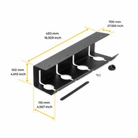 Emuca Lotto di 2 Portacavi da sotto tavolo, Lunghezza 430 mm, Acciaio, Verniciato nero - 7