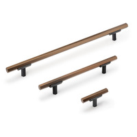 Emuca Lotto di 5 maniglie per mobili Riad, L168mm, interasse 128mm, Alluminio, Bronzato - 12
