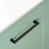 Emuca Lotto di 5 maniglie per mobili Bergen, L141mm, interasse 128mm, Alluminio, Verniciato nero - 3