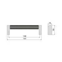 Emuca Lotto di 5 maniglie per mobili Bergen, L141mm, interasse 128mm, Alluminio, Verniciato nero - 5