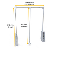 Emuca Appendiabiti per armadio Hang, larghezza regolabile 600-830 mm, Acciaio e Tecnoplastica, Croma - 5