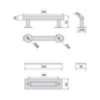 Emuca Maniglia per porte scorrevoli in legno Pasadena, lunghezza 240 mm, interasse 180 mm, Acciaio,  - 7