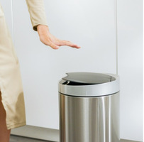 Pattumiera Rotonda Con Coperchio Con Apertura Mediante Sensore Di Movimento In Acciaio Inossidable - 3