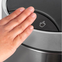 Pattumiera Rotonda Con Coperchio Con Apertura Mediante Sensore Di Movimento In Acciaio Inossidable - 4