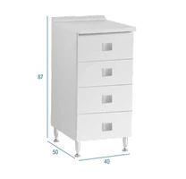 Mobile Base Per Cucina Cassettiera 40 x 50 x h87 cm Colore Bianco Frassinato