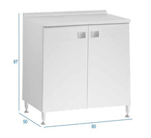 Mobile Base Per Cucina a Due Ante 80 x 50 x h87 cm Colore Bianco Frassinato