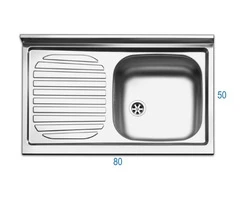 Lavello da Cucina In Acciaio Inox completo di Sifone e Pileta 50x80 cm - 2