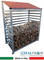 Legnaia Modulare ITALFROM® in Acciaio Zincato con Schienale - Modulo  Iniziale - Varie Misure a Scel