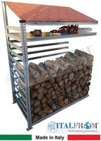 Legnaia Modulare ITALFROM® in Acciaio Zincato Autoportante - con Ripiano - Modulo Continuativo -  Va