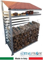 Legnaia Modulare ITALFROM® in Acciaio Zincato Autoportante - con Ripiano - Modulo Continuativo -  Va